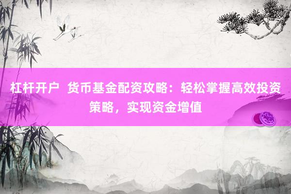 杠杆开户  货币基金配资攻略：轻松掌握高效投资策略，实现资金增值
