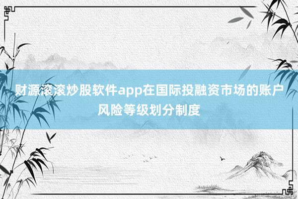 财源滚滚炒股软件app在国际投融资市场的账户风险等级划分制度