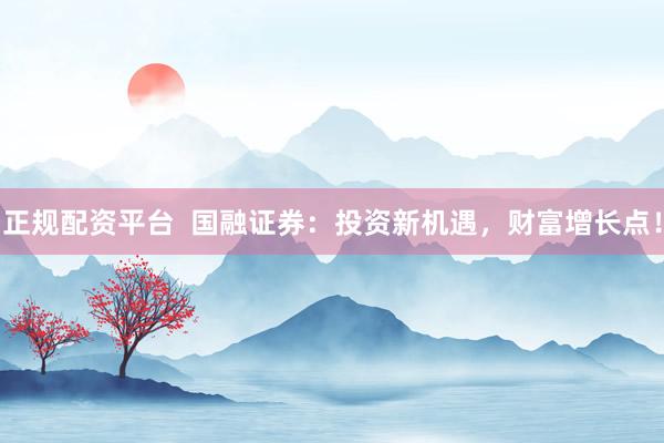 正规配资平台  国融证券：投资新机遇，财富增长点！