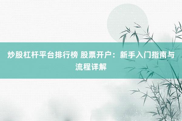 炒股杠杆平台排行榜 股票开户：新手入门指南与流程详解